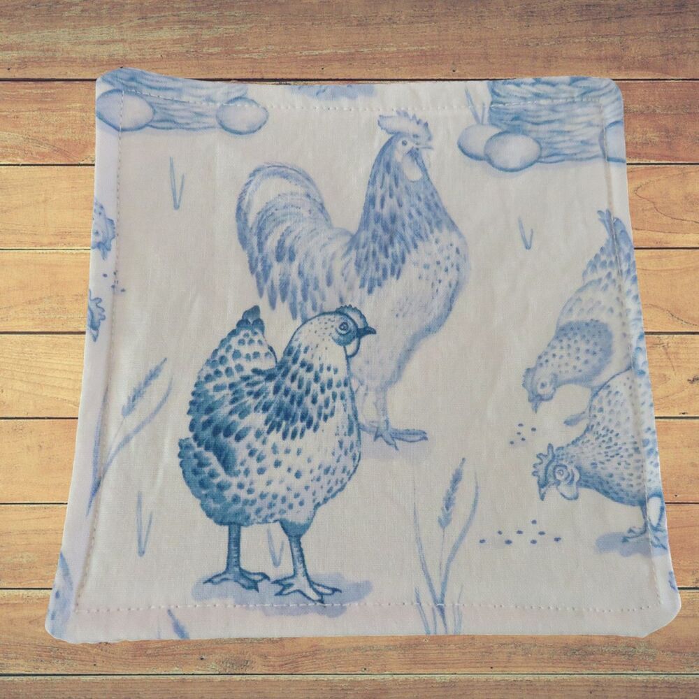 Jar Gripper, Handmade Jar Opener, Blue Hen and Rooster